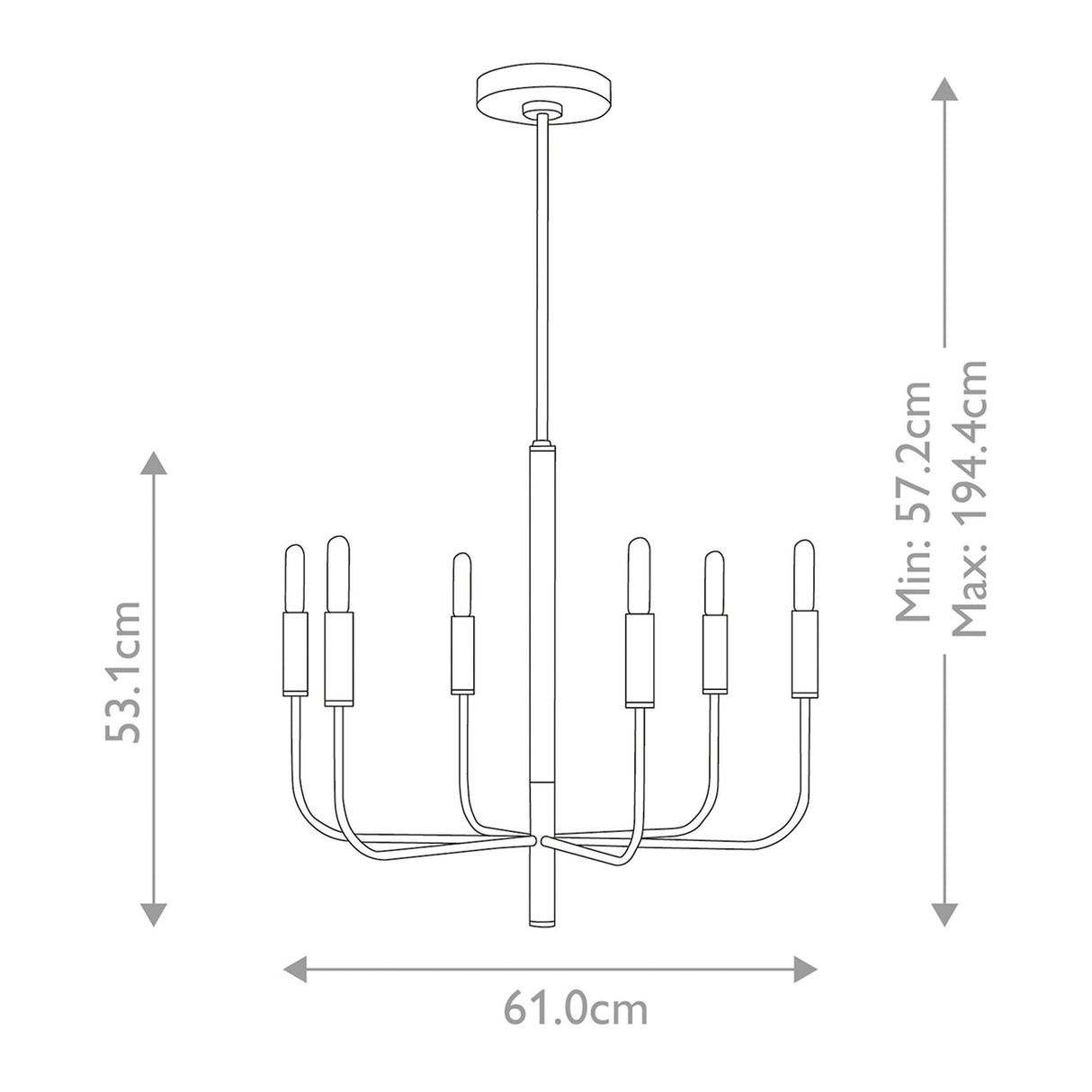 Brianna 6 Light Chandelier - Black