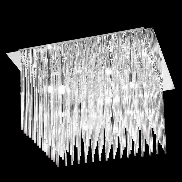 Carillon 10 light ceiling light in chrome finish, shown on a dark background
