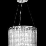 Carillon 9 light chandelier in chrome finish, shown on a dark background