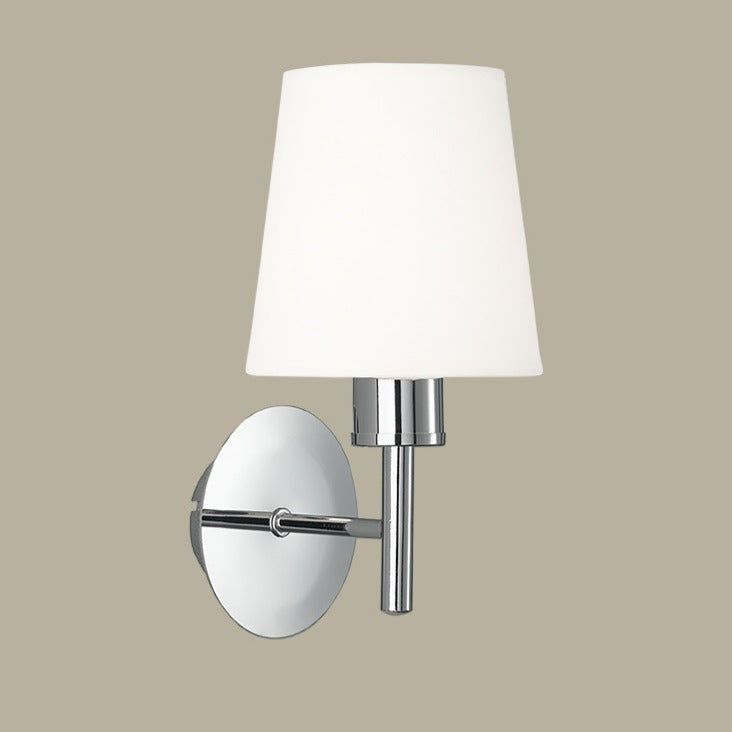 Turin wall light in chrome finish, shown on a dark background