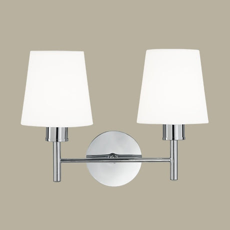Turin 2 light wall light in chrome finish, shown on a dark background