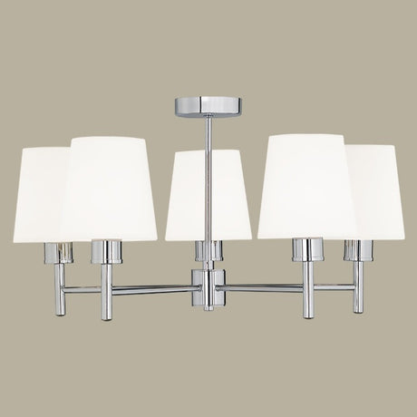 Turin 5 light ceiling light in chrome finish, shown on a dark background