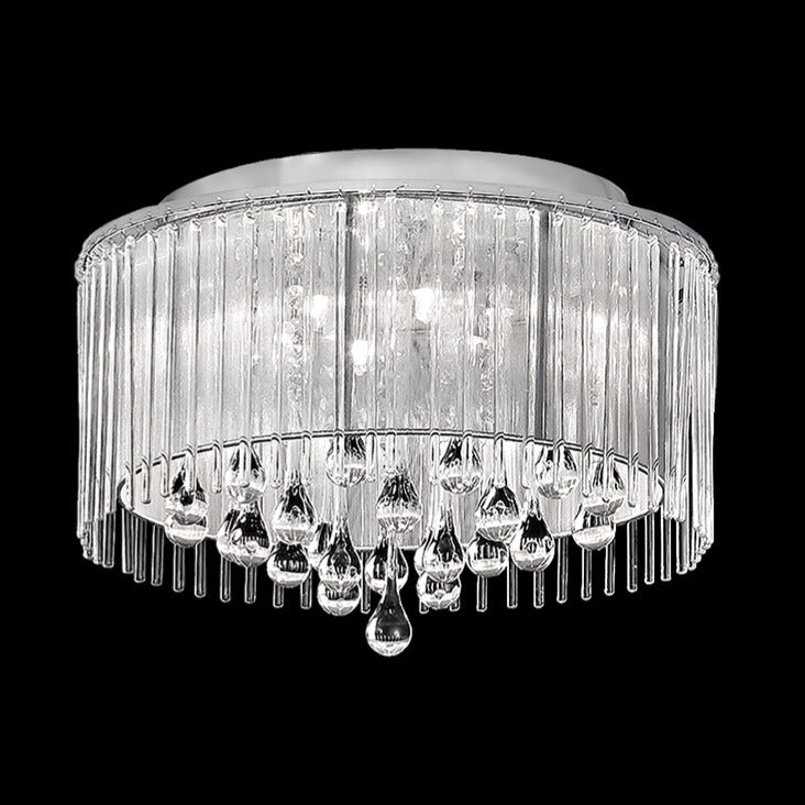 Spirit 6 light ceiling light in chrome finish, shown on a dark background