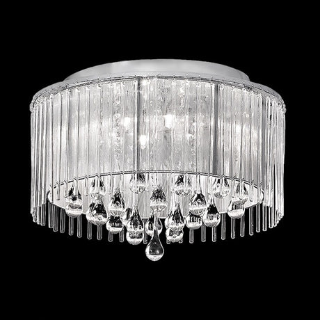 Spirit 6 light ceiling light in chrome finish, shown on a dark background