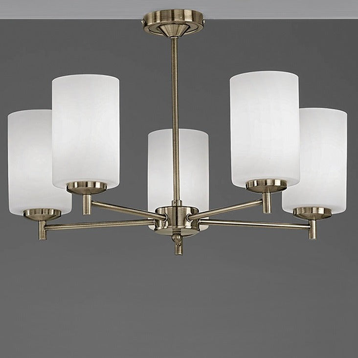 Decima 5 light ceiling light in bronze finish, shown on a dark background