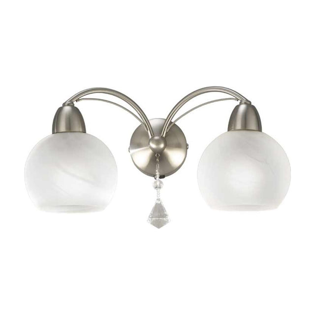 Thea 2 light wall light in satin nickel finish