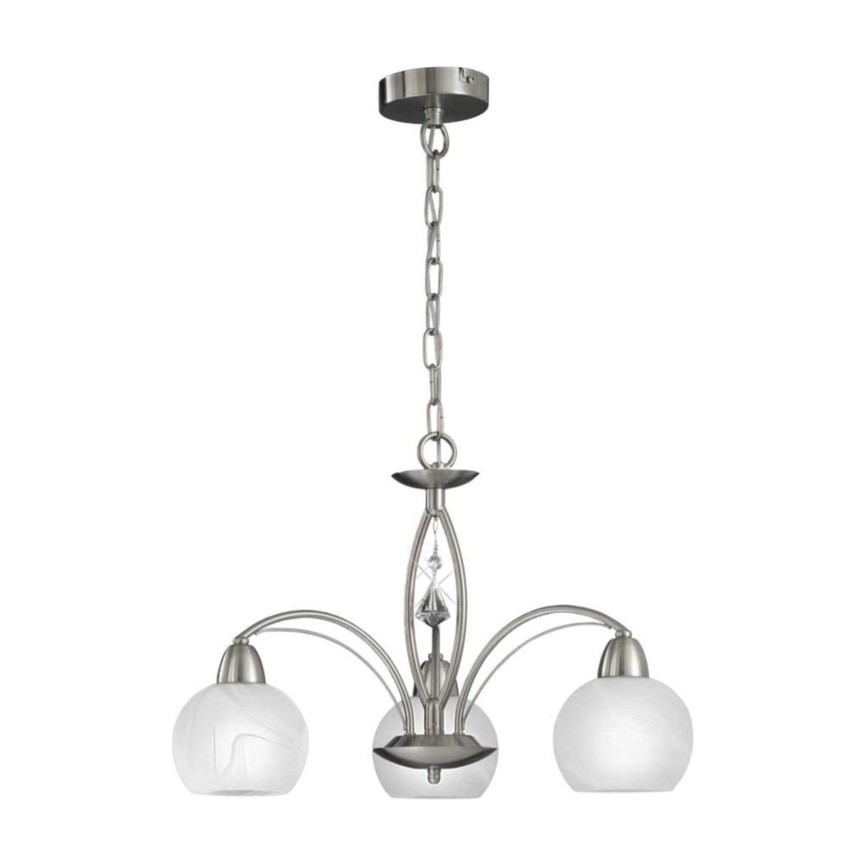 Thea 3 light ceiling light in satin nickel finish