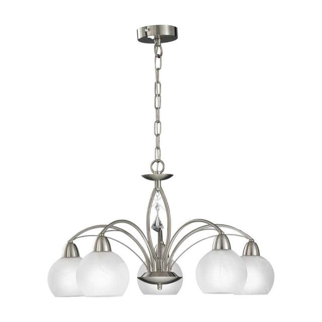 Thea 5 light ceiling light in satin nickel finish