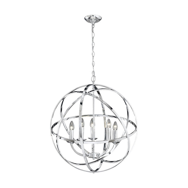 Zany 6 light pendant light in chrome finish