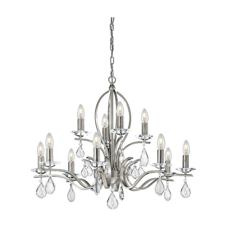 Willow 12 light chandelier in satin nickel finish