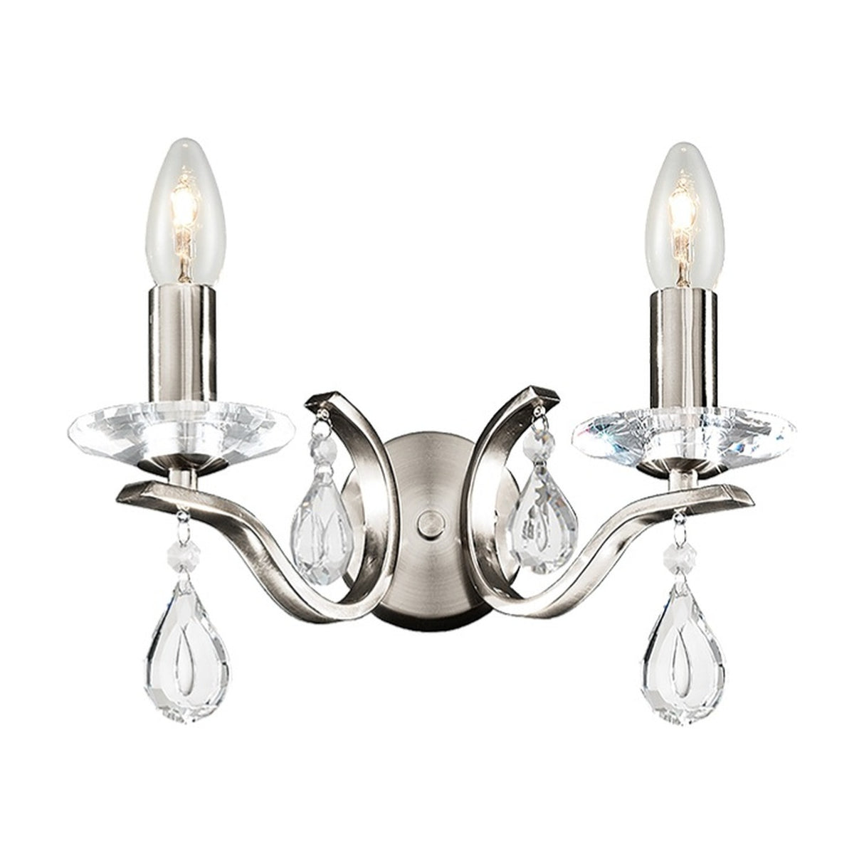 Willow 2 light wall light in satin nickel finish