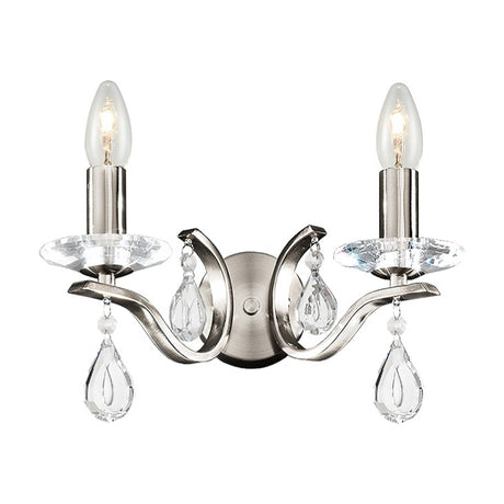 Willow 2 light wall light in satin nickel finish