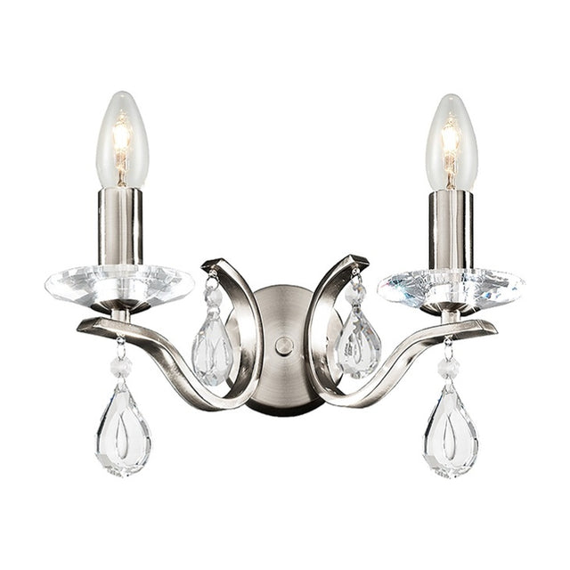 Willow 2 light wall light in satin nickel finish
