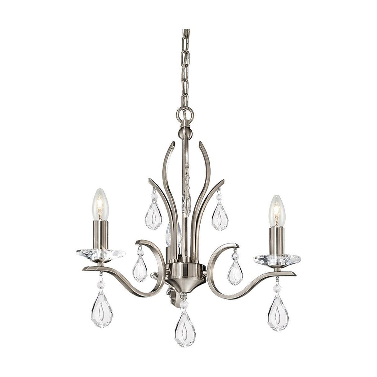 Willow 3 light chandelier in satin nickel finish