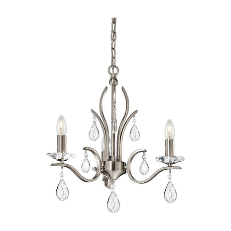 Willow 3 light chandelier in satin nickel finish