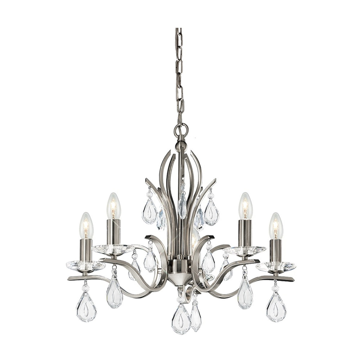 Willow 5 light chandelier in satin nickel finish