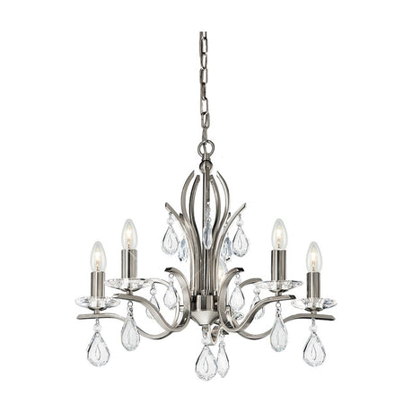 Willow 5 light chandelier in satin nickel finish