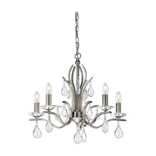 Willow 5 light chandelier in satin nickel finish