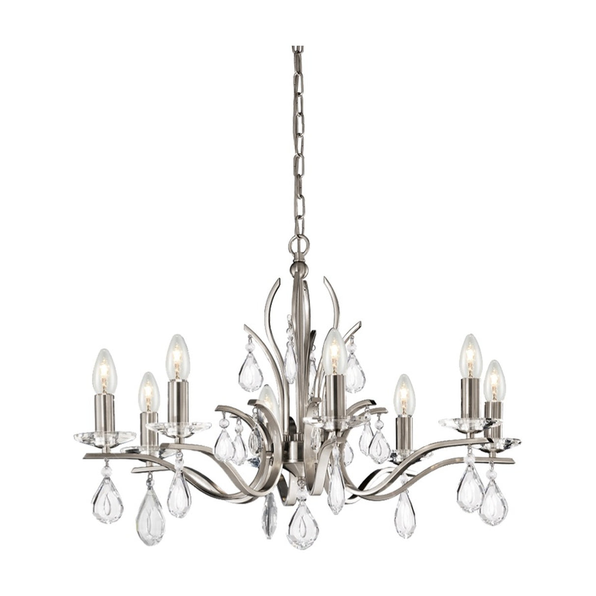 Willow 8 light chandelier in satin nickel finish