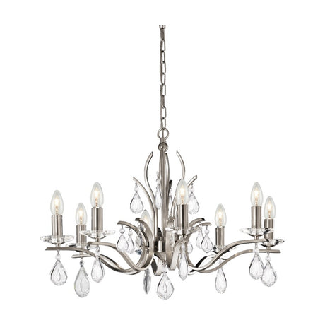 Willow 8 light chandelier in satin nickel finish