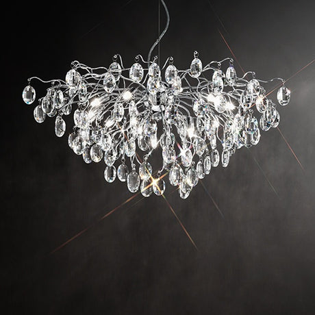 Wisteria 13 light chandelier in chrome finish, shown on a dark background