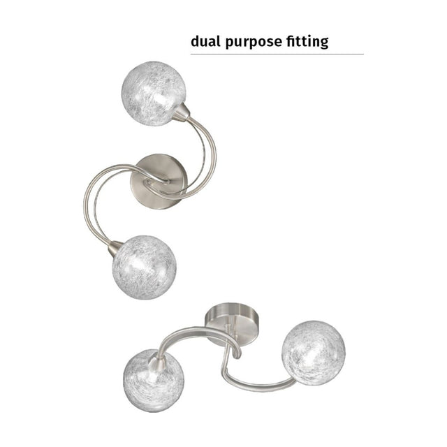 Gyro 2 light ceiling light in satin nickel finish