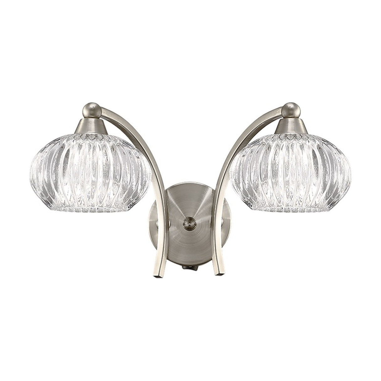 Ripple 2 light wall light in satin nickel finish