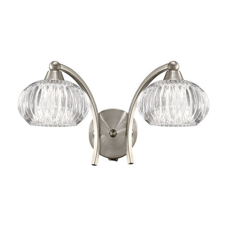 Ripple 2 light wall light in satin nickel finish