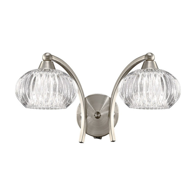 Ripple 2 light wall light in satin nickel finish