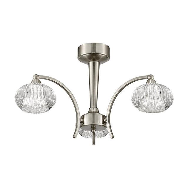 Ripple 3 light ceiling light in satin nickel finish