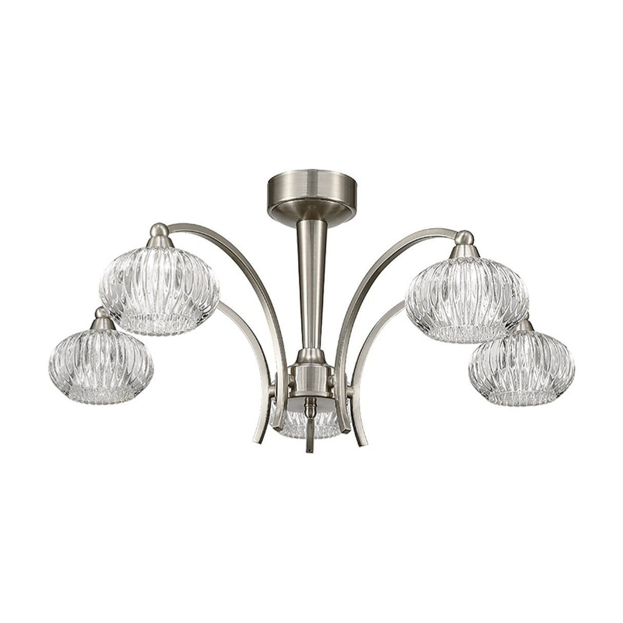 Ripple 5 light ceiling light in satin nickel finish