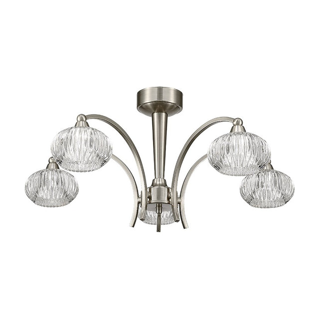 Ripple 5 light ceiling light in satin nickel finish