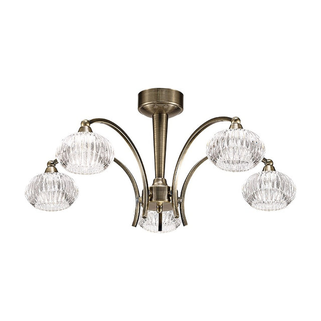 Ripple 5 light ceiling light in bronze finish