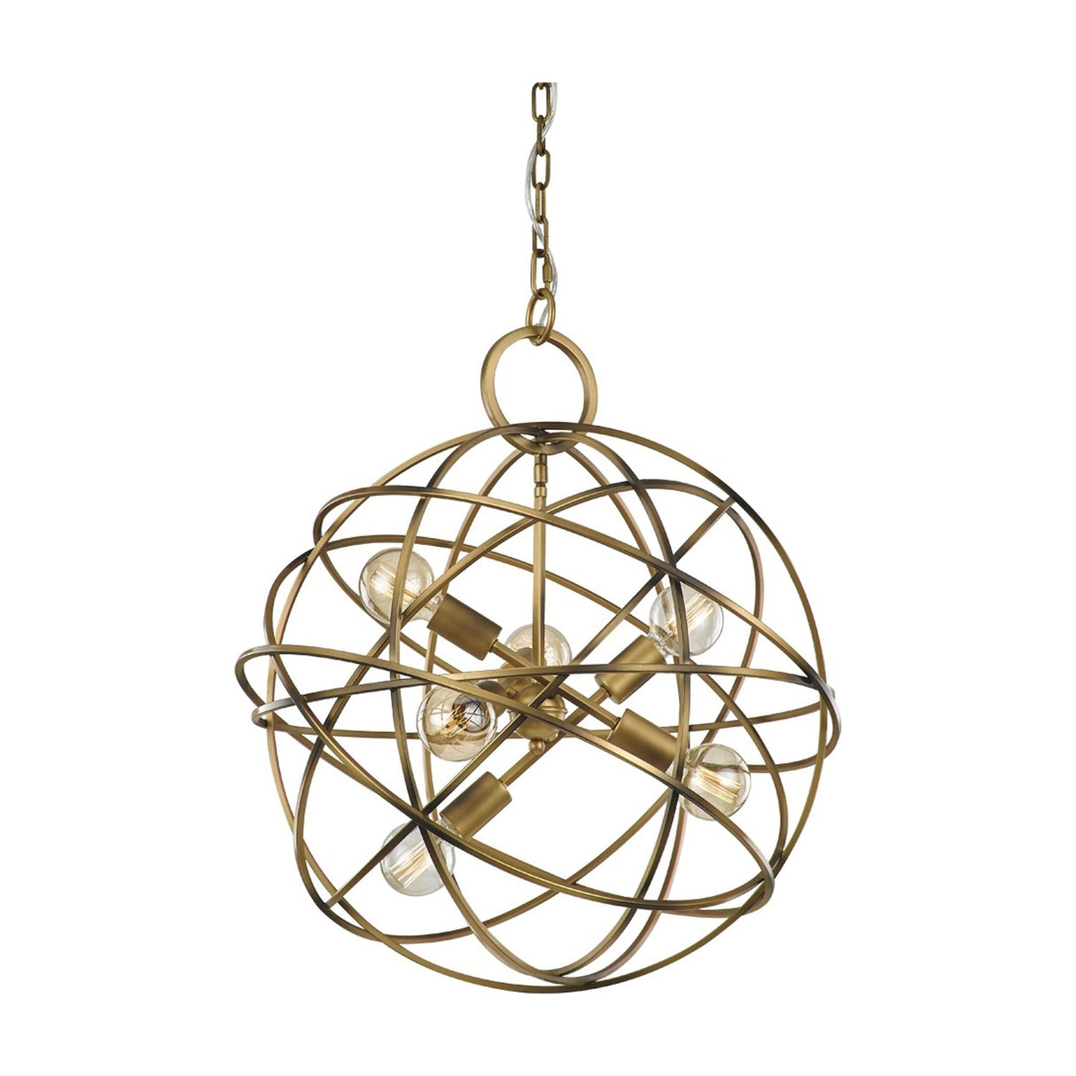 Orbit 6 light pendant light in gold finish