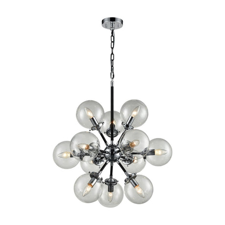 Reaction 12 light chandelier in black and silver finish
