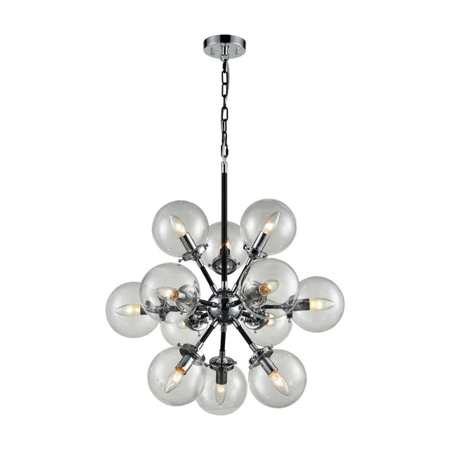 Reaction 12 light chandelier in black and silver finish