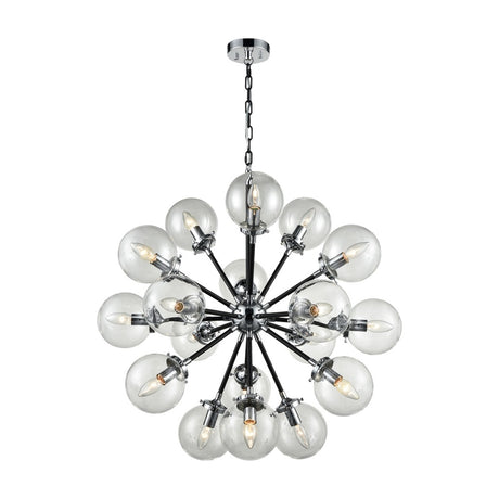 Reaction 18 light chandelier in black and silver finish
