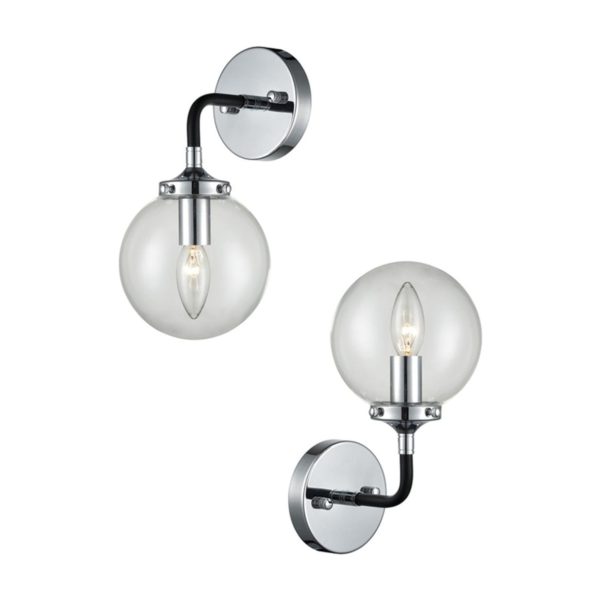 Reaction wall light in black and silver finish