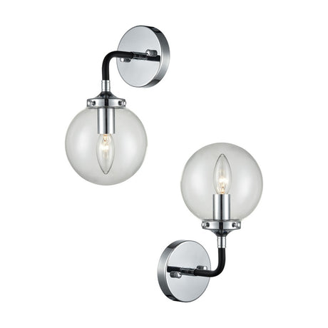 Reaction wall light in black and silver finish