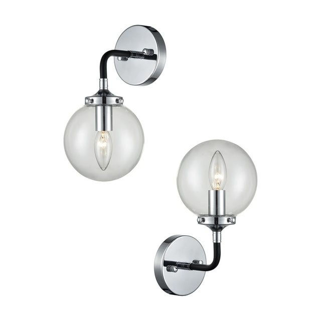 Reaction wall light in black and silver finish
