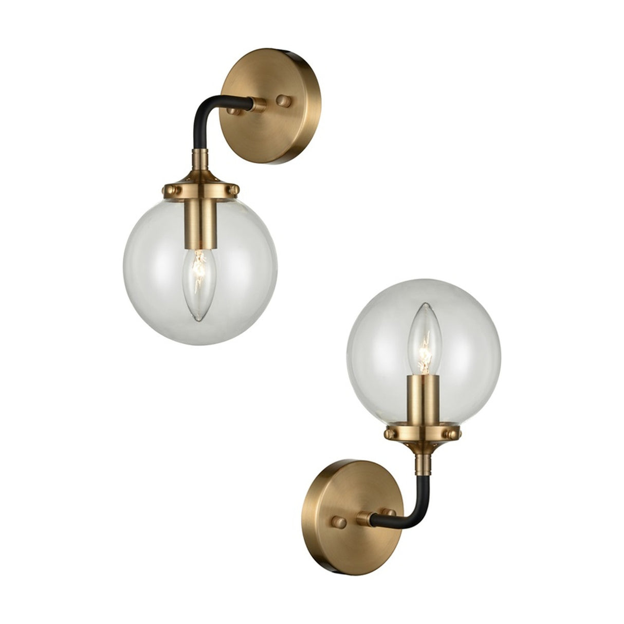 Reaction wall light in black and gold finish