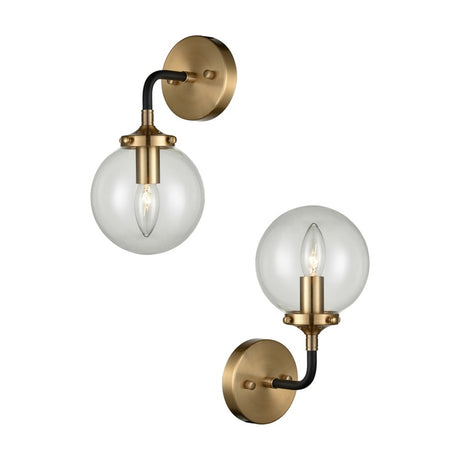 Reaction wall light in black and gold finish