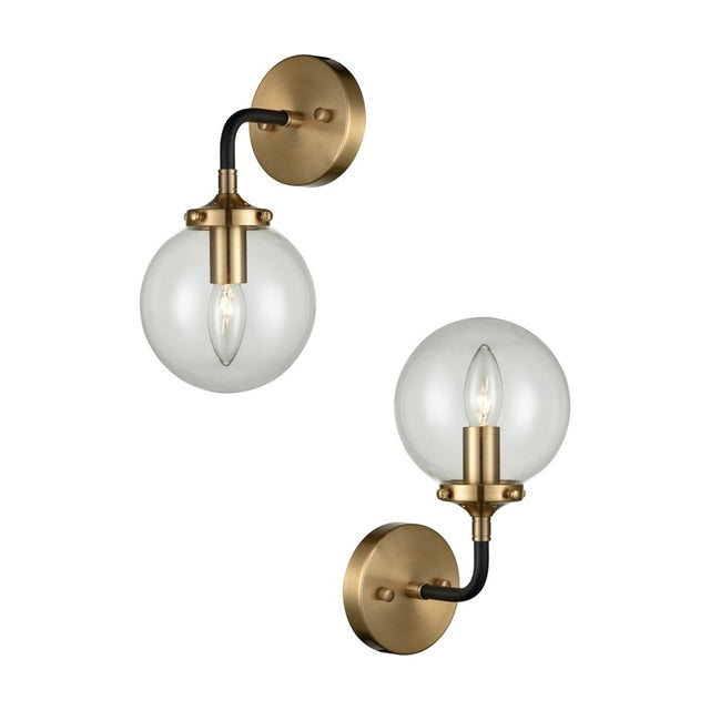 Reaction wall light in black and gold finish