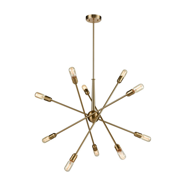 Centrix 10 light chandelier in gold finish