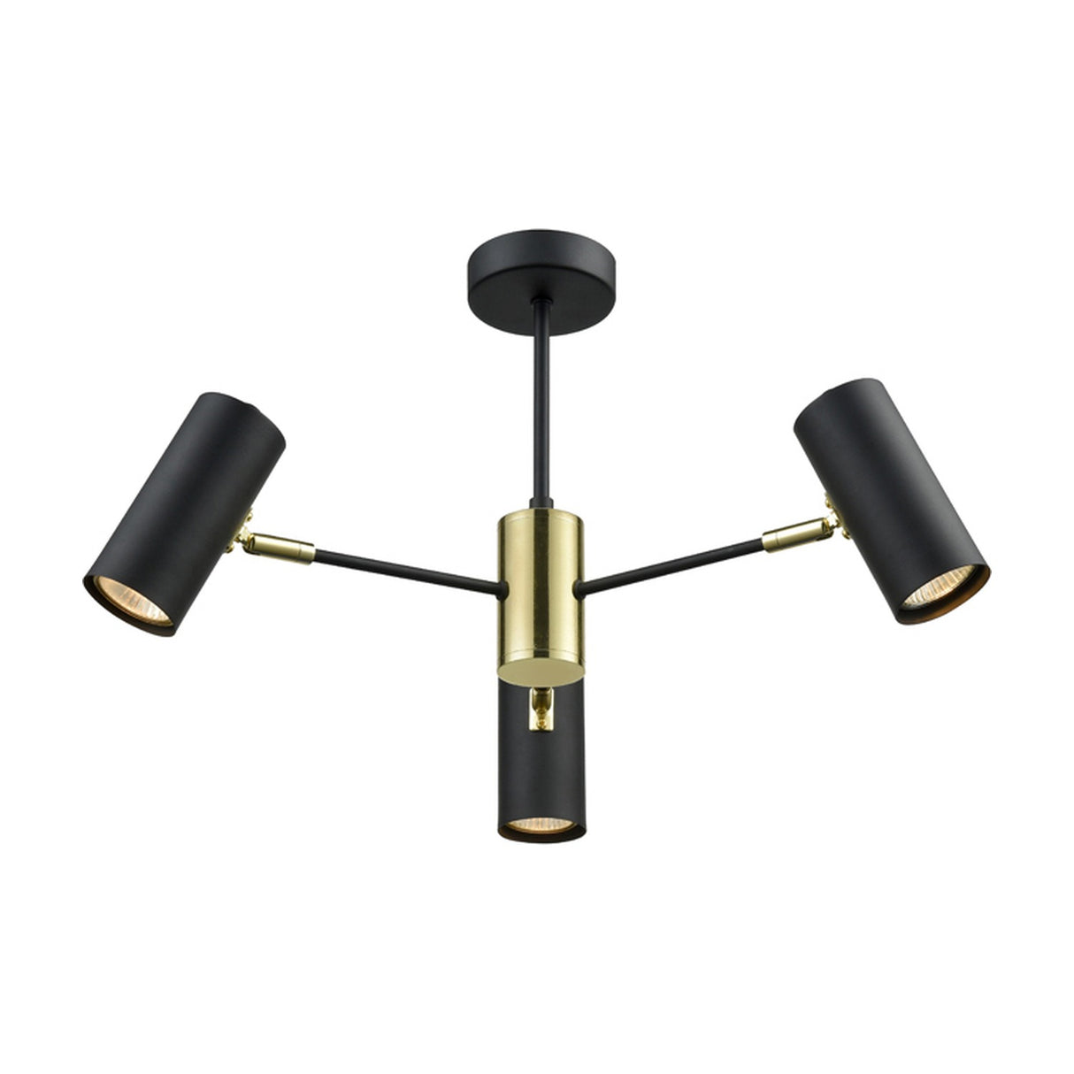 Aspect 3 light ceiling light in black and gold finish