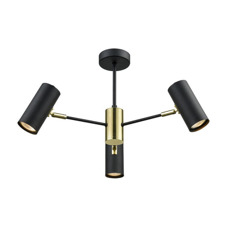 Aspect 3 light ceiling light in black and gold finish