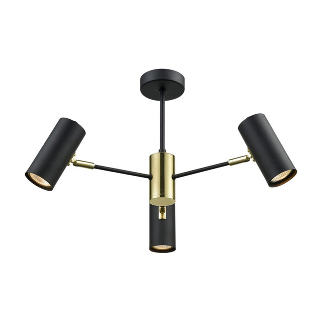 Aspect 3 light ceiling light in black and gold finish