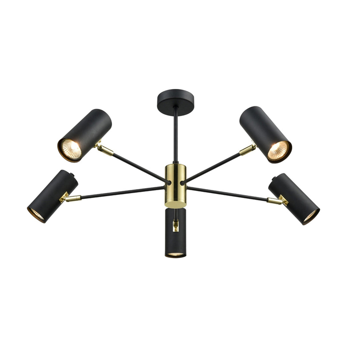 Aspect 5 light ceiling light in black and gold finish