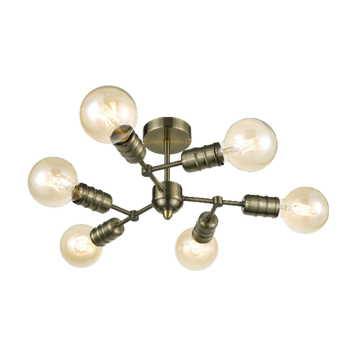 Impact 6 light ceiling light in antique brass finish