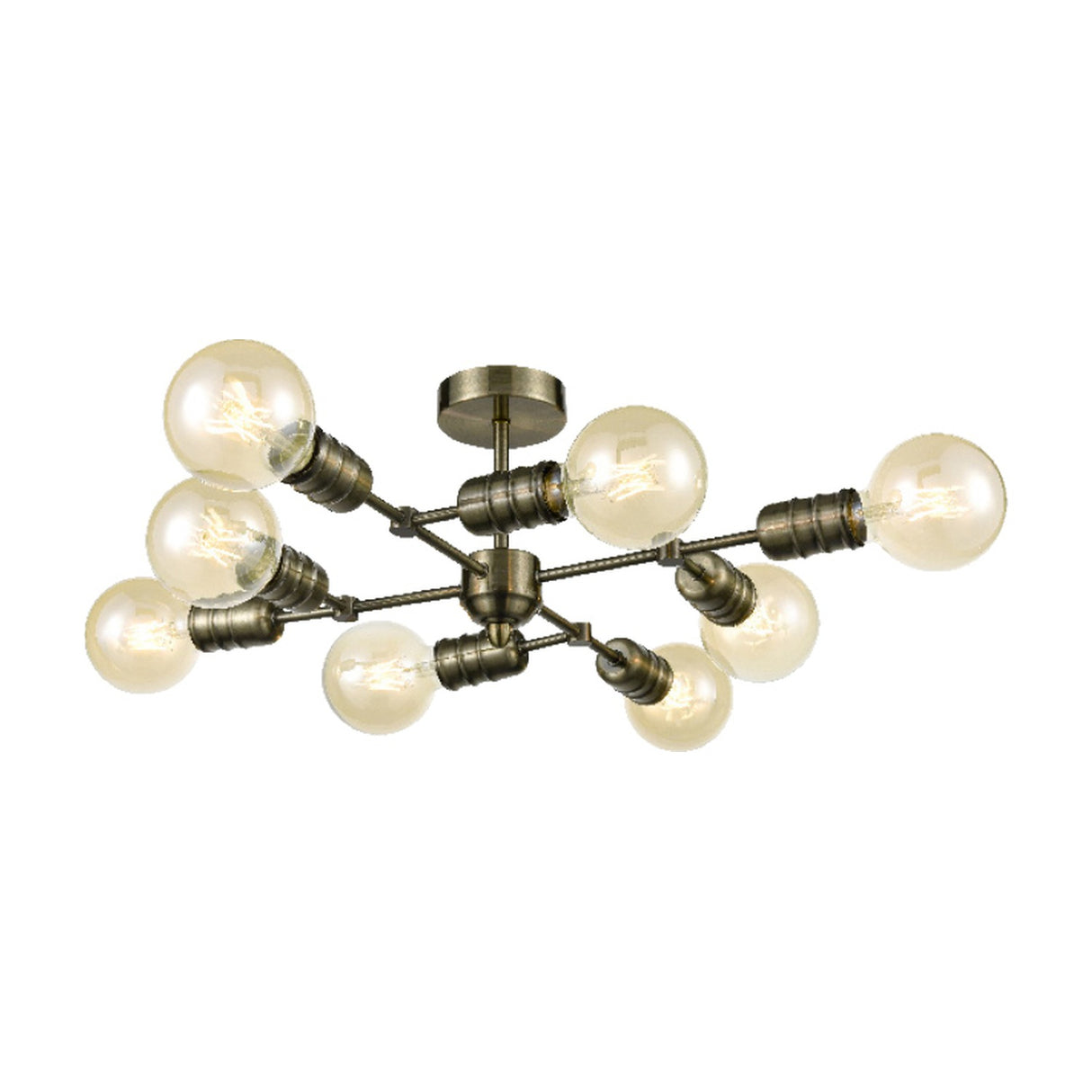 Impact 8 light ceiling light in antique brass finish